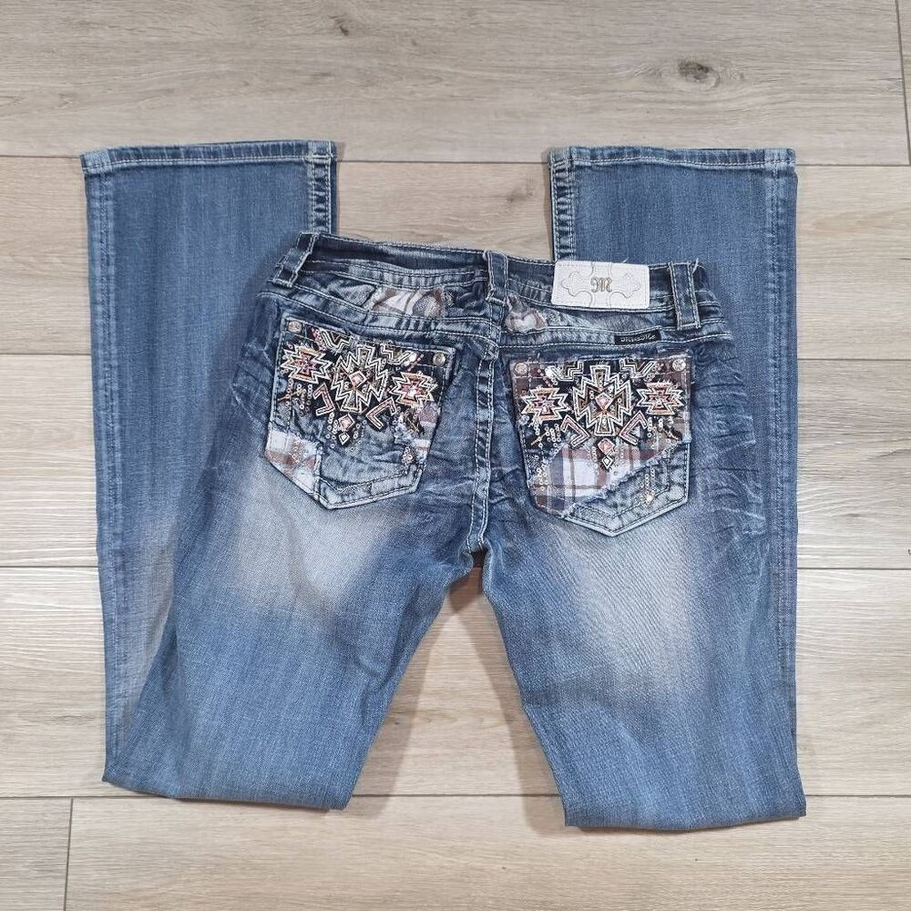 Miss Me Aztec Signature Bootcut Jeans | Size 28 | 34" Inseam | Embroidered Sequi